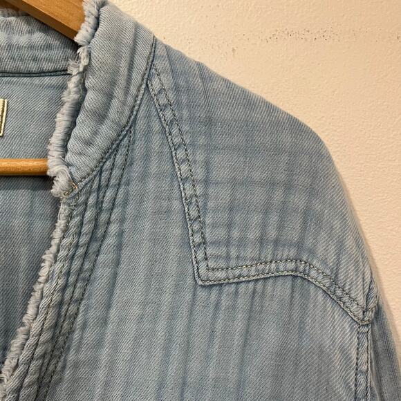 Free People Cinderella Story Shirtdress Size S Blue Denim Gauze Button Front - Picture 9 of 13